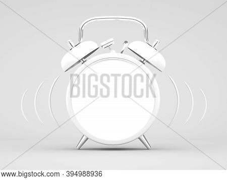 3d Rendering White Alarm Clock On White Background