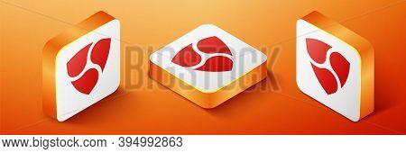 Isometric Cryptocurrency Coin Nem Xem Icon Isolated On Orange Background. Physical Bit Coin. Digital
