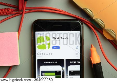 New York, United States - 7 November 2020: Fussball.de Fussball De App Store Logo On Phone Screen, I