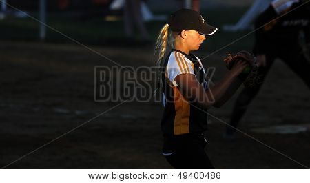Canada Games Softball Woman Pitcher Sun Spotlight