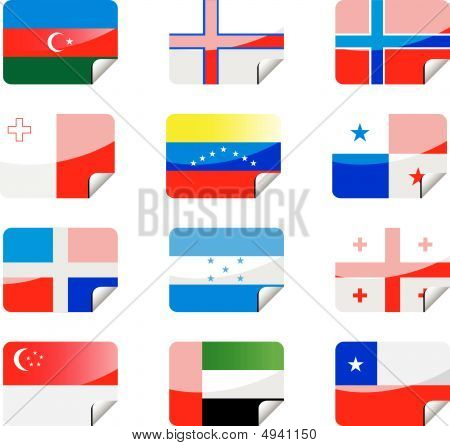 glossy Aufkleber mit Nationalflaggen