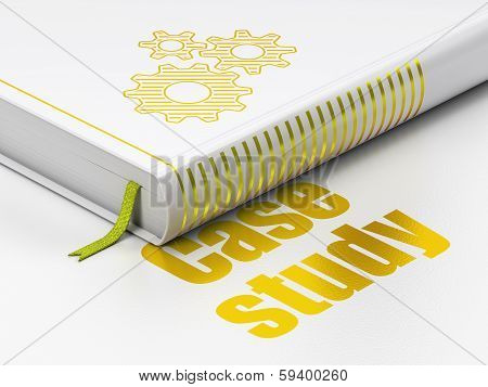 Education concept: book Gears, Case Study on white background