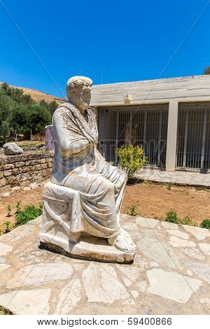 Monastery (friary) In Messara Valley At Crete Island In Greece. Messara - Is  Largest Plain In Crete