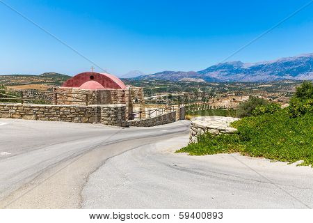 Monastery (friary) In Messara Valley At Crete Island In Greece. Messara - Is  Largest Plain In Crete