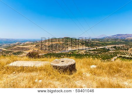 Monastery (friary) In Messara Valley At Crete Island In Greece. Messara - Is  Largest Plain In Crete