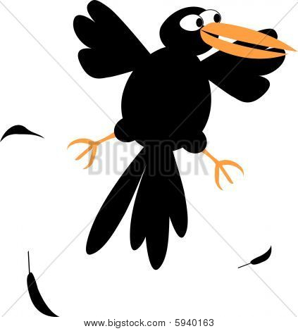 Isolated illustration of funny crow