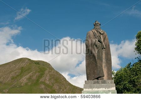 Statue Of Alexandre Kazbegi In Stephantsminda, Georgia