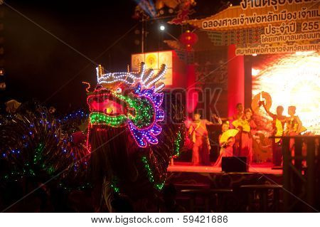 Golden Dragon Dancing In Chinese New Year.