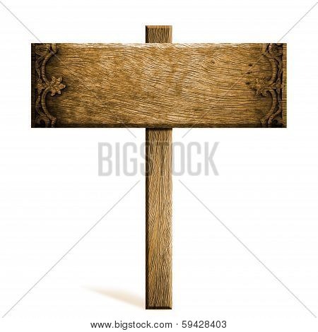 Old wooden sign isolated on white patterned thai.