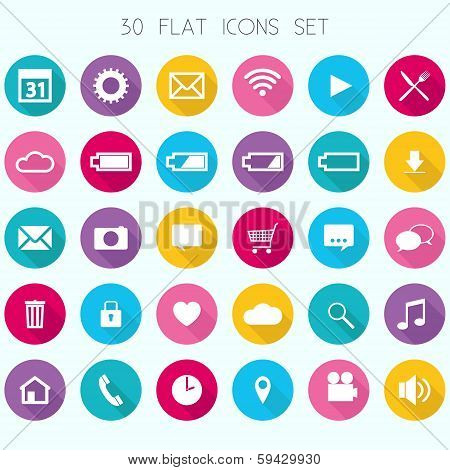 30 Flat Icons - Web, Mobile, App
