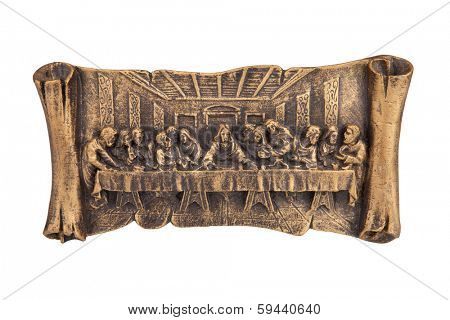 Last supper of Christ relief, isolated on white