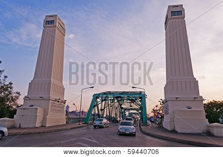The Memorial Bridge  In Bangkok At Sunset