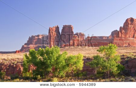 Večerní čas v oblouky Canyo, Utah. Spojené státy americké