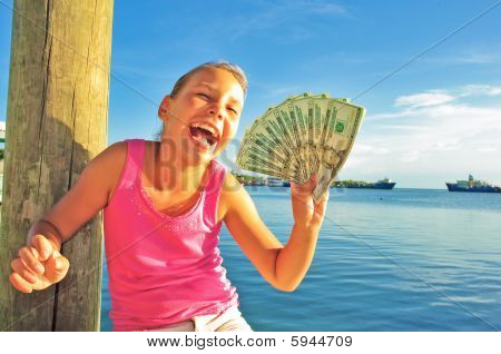 Mädchen mit US-Dollar