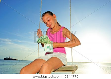 Mädchen mit US-Dollar