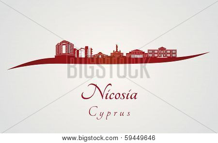 Nicosia Skyline In Red