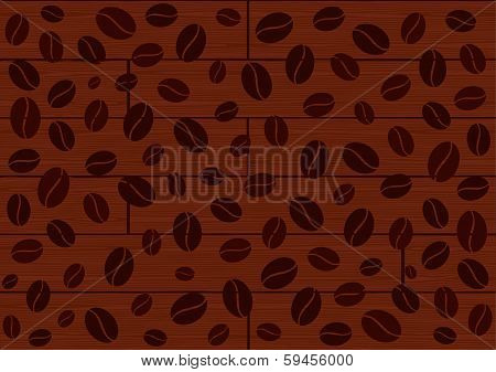 Coffee beans on wooden background