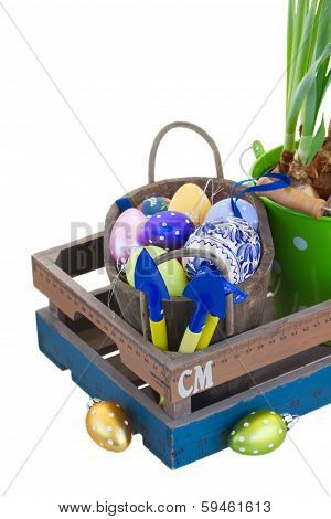 heap of easter eggs in pot