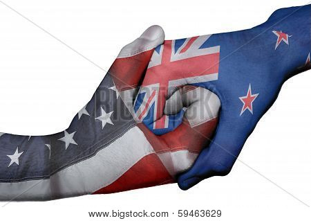 Handshake Between United States And New Zeland