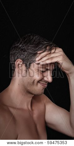stressfull life hurting male head