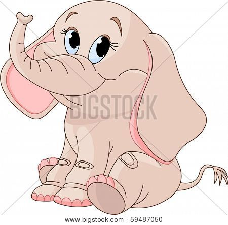 Very Cute baby elephant sitting  and smiling