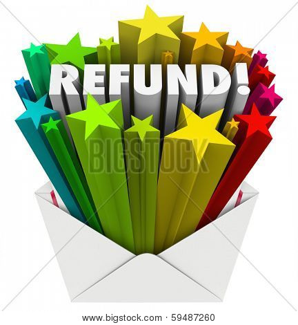 Refund Word Open Envelope Tax Return Money Back
