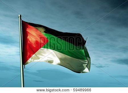 Kingdom of Hejaz (1916-1925) flag waving on the wind