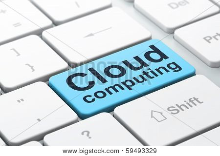 Cloud computing concept: Cloud Computing on computer keyboard background