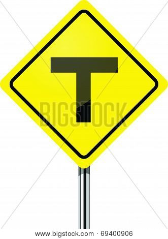 T junction road traffic sign