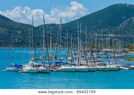 Harbor of Nidri on Lefkas island Greece