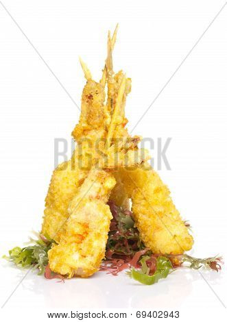 Eby Shrimp In Tempura Isolated On White Background