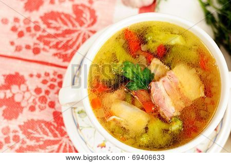 Italian Soup With Vegetables And Bacon