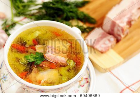 Italian Soup With Vegetables And Bacon