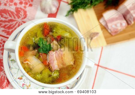 Italian Soup With Vegetables And Bacon