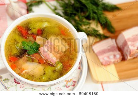 Italian Soup With Vegetables And Bacon