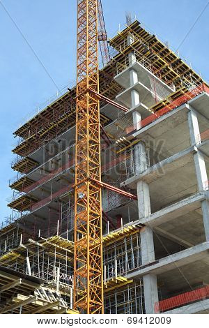 High-rise Building under construction. Construction site.