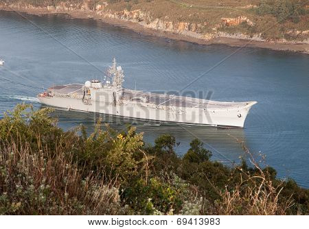 Ferrol, Spain-february 08: Aircraft Carrier Principe De Asturias In Ferrol, Spain, On February 08, 2