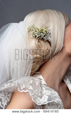 Beautiful wedding bride hairstyle.