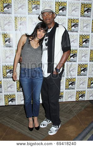 SAN DIEGO - JUL 25:  Sofia Boutella, Samuel L. Jackson at the 