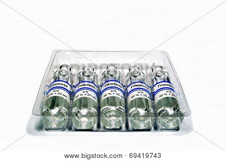 The set of ampoules with glucose solution