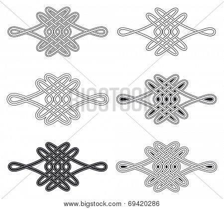 Celtic knot six different arrangements