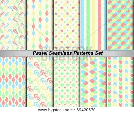 10 set seamless pattern background colorful pastel (with swatches)