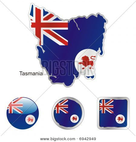 harita ve web düğme şekilleri Tasmania bayrağı
