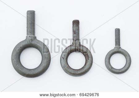 Silver hook screw isolated on white background,Dowel isolated on white