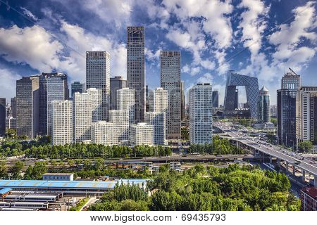 Beijing, China financial district cityscape.