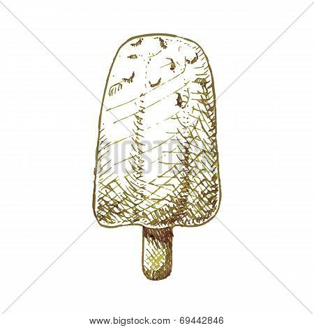 Sorts Of Ice Cream In A Waffles Isolated On Blue Background