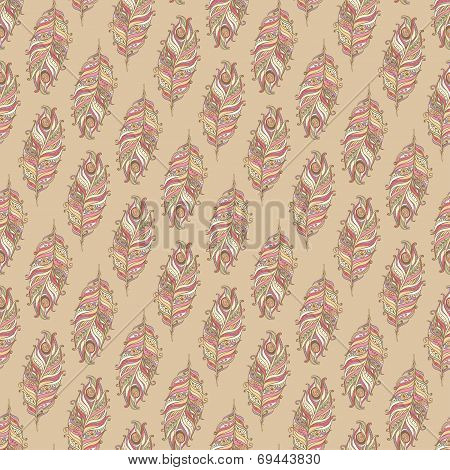 Vector Seamless pattern with decorative feather