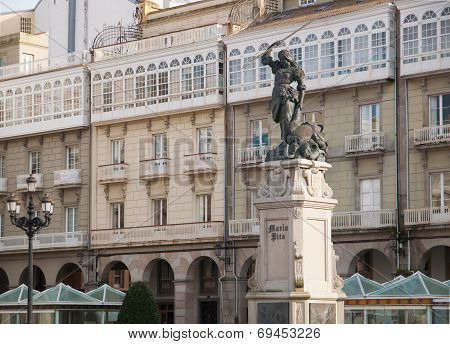 Monument To Maria Pita In La Coruna, Spain.