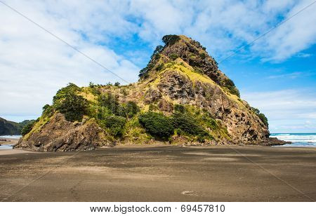 Mighty Lion Rock on the Piha beach near Auckland, New Zealand