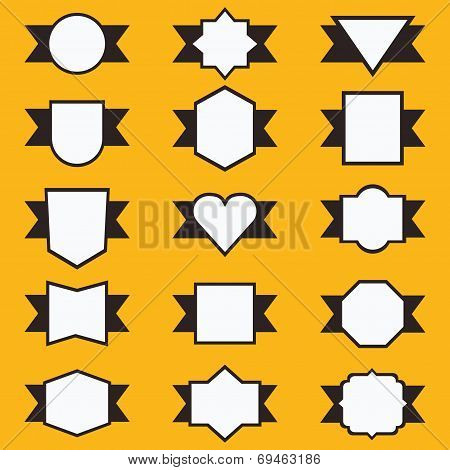 Set of cute ribbons, banners, badges and labels in different shapes